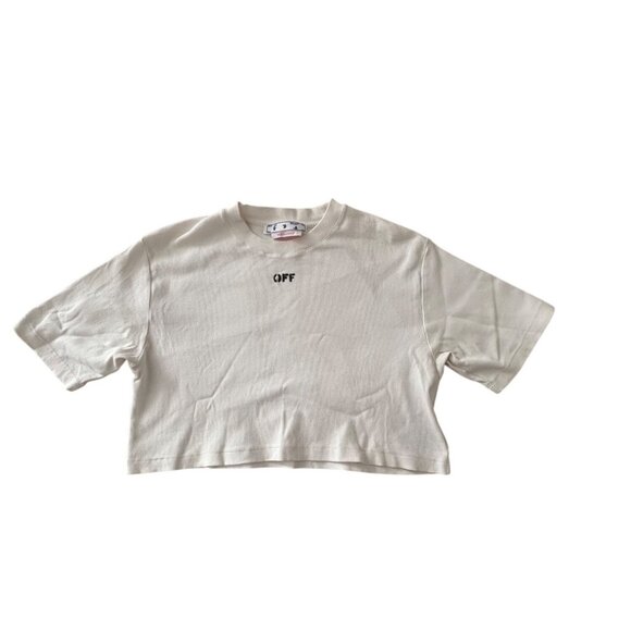 Off-White Eco-Friendly Womens Cropped T-Shirt - Picture 1 of 6